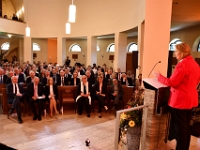Die Präsidentin des Deutschen Bundestages Bärbel Bas bei  ihrer Rede zur Ausstellungseröffnung. Foto: Jürgen Moog